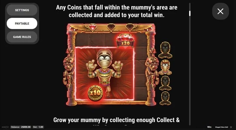 Wrappin' More Gold - หน้าต่างพร้อมกฎและข้อมูลเกม